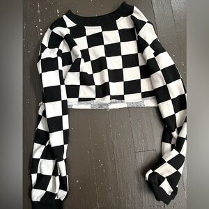 Checkered Black and White Crop Top